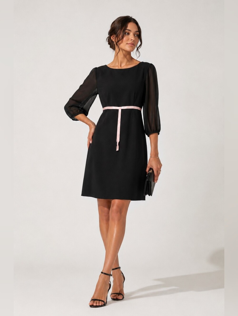 Ted Baker Sz3 Black Dress with Pink Accents